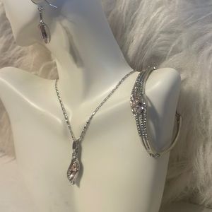 Silver Eearrings & Necklace Set